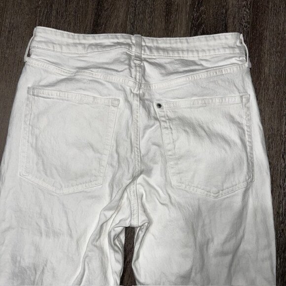 & Denim Jeans Straight Jeans Women Size 8 White High Rise Raw Hem Flare Cropped - Picture 7 of 7